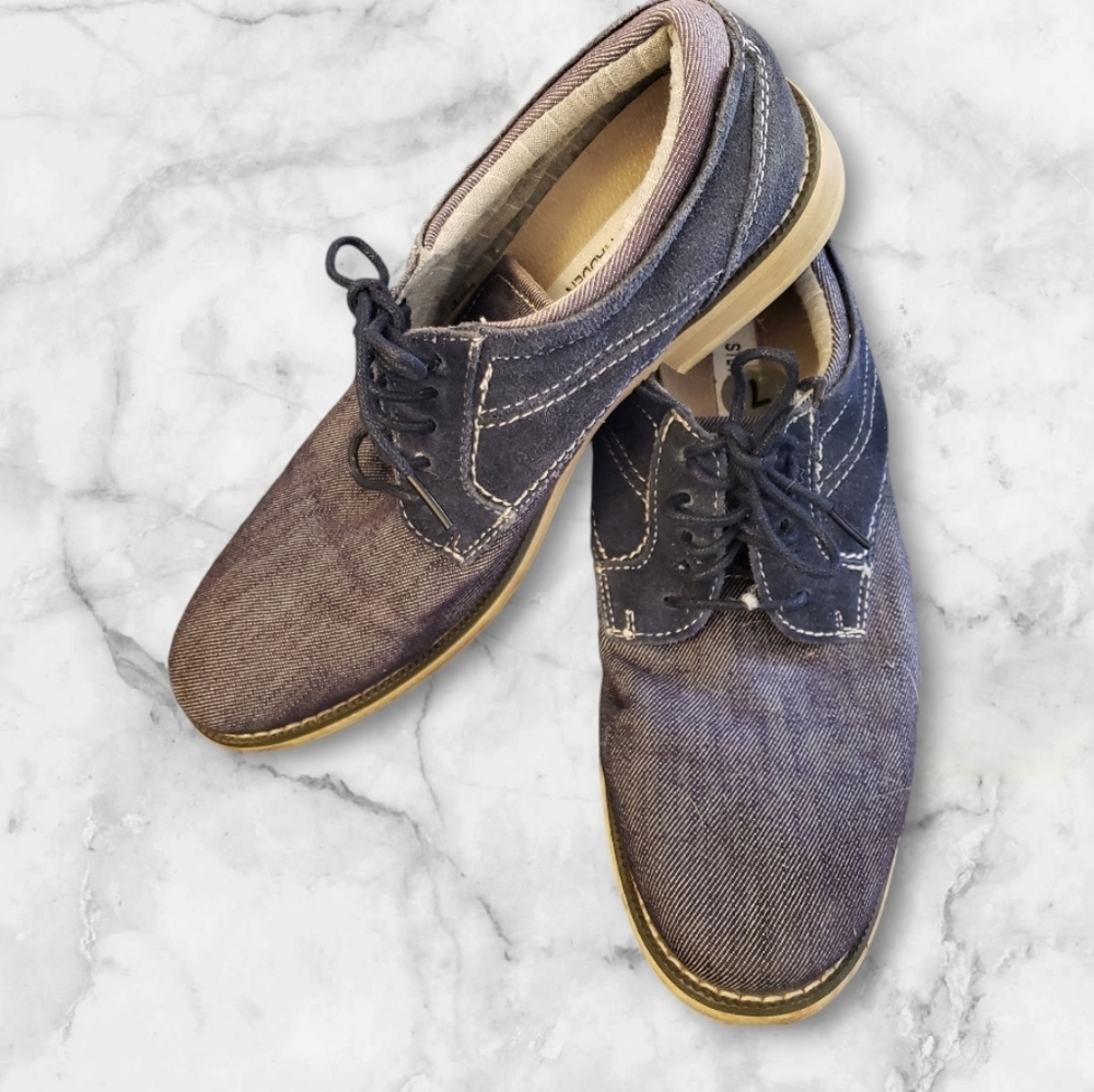 Steve Madden Stoker Blue Denim Leather Lace-up Oxford Size 7